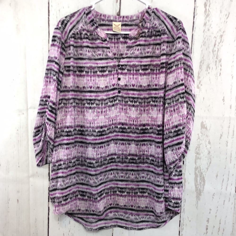 FADED GLORY 3/4 SLEEVE BLOUSE RIPPED 2X - Picture 6 of 8
